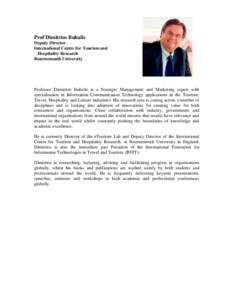 Academia / Enter conference / Dimitrios Buhalis / Management / Bibliography of tourism