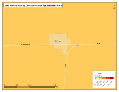 ´  2013 Poverty Rate by Census Block for Ayr, Nebraska Area 3.8%