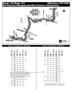 Route 151/Ruta 151 Effective[removed]Rio Rancho-Albuquerque/Rail Runner Connection F  N