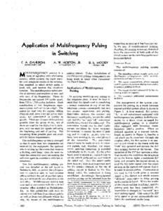 Application of Multifrequency Pulsing in Switching A. DAHLBOM NONMEMBER AIEE