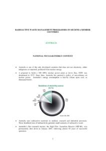 RADIOACTIVE WASTE MANAGEMENT PROGRAMMES IN OECD/NEA MEMBER COUNTRIES AUSTRALIA  NATIONAL NUCLEAR ENERGY CONTEXT