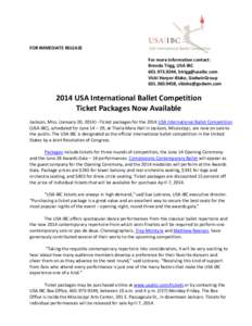 Dance / USA International Ballet Competition / Jackson /  Mississippi / International Ballet Competition / Complexions Contemporary Ballet / Ballet competitions / Ballet / Mississippi