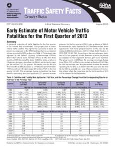 TRAFFIC SAFETY FACTS Crash • Stats DOT HS[removed]	  A Brief Statistical Summary