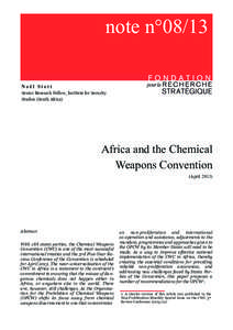 note n°08/13 Noël Stott Senior Research Fellow, Institute for Security Studies (South Africa)  Africa and the Chemical