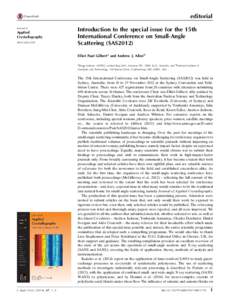 Introduction to the special issue for the 15th International Conference on Small-Angle Scattering (SAS2012)