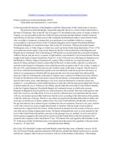 Southern Campaign American Revolution Pension Statements & Rosters Pension Application of Jeremiah Bentley S39192 Transcribed and annotated by C. Leon Harris To the Honorable the Secretary of the [illegible word] War Dep