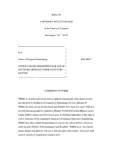 Before the COPYRIGHT ROYALTY BOARD in the Library of Congress Washington, D.C[removed]_________________________________________