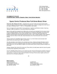 Microsoft Word - spacecentre-news-release-feb24-2014.doc