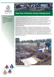 Stop Your Nutrients Going Underground Aquifer: an underground formation of sand, soil and gravel where groundwater is stored.