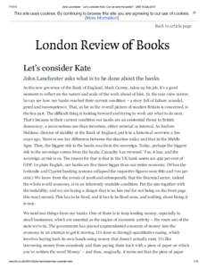 John Lanchester · Let’s consider Kate: Can we tame the banks? · LRB 18 July 2013 This site uses cookies. By continuing to browse this site you are agreeing to our use of cookies. (More Information)