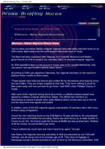 IOM Press Briefing Notes - 13 October 2005