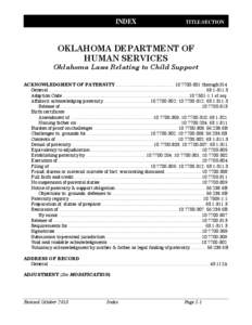 INDEX  TITLE:SECTION OKLAHOMA DEPARTMENT OF HUMAN SERVICES
