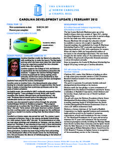 CAROLINA DEVELOPMENT UPDATE | FEBRUARY 2012 FISCAL YEAR ’12 New commitments to date: Percent year complete:	 	  $168,241,265