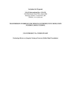 Invitation for Proposals CEATI International Inc. (CEATI[removed]Sherbrooke Street West, Suite 2500 Montreal, Quebec, Canada H3A 2R7 Website: www.ceati.com