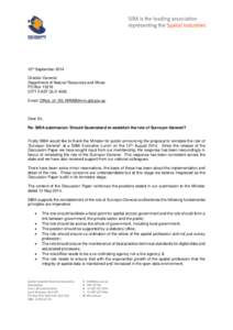 12th September 2014 Director-General Department of Natural Resources and Mines PO Box[removed]CITY EAST QLD 4002 Email: [removed]