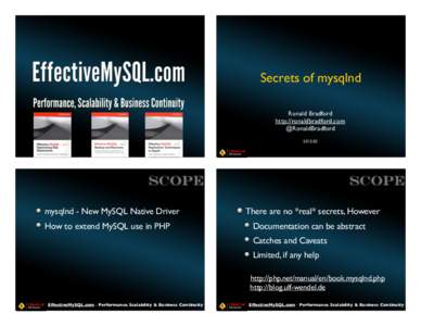 Secrets of mysqlnd Ronald Bradford http://ronaldbradford.com @RonaldBradford