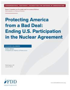 Richard Goldberg  June 6, 2018 Chairman DeSantis, Ranking Member Lynch, and distinguished members of this subcommittee, thank you for the opportunity to address you today on this important issue.