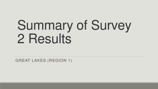 Summary of Survey 2 Results GREAT LAKES (REGION 1) Objective of Survey 2: To inform the status of specific threats and importance of various conservation actions for habitats within