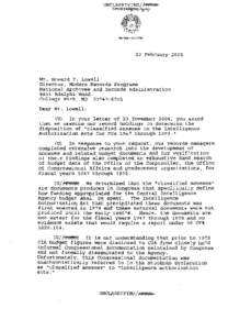 CIA Letter on History of Classified Budgeting