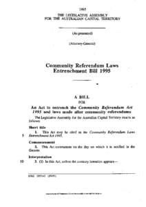 1995 THE LEGISLATIVE ASSEMBLY FOR THE AUSTRALIAN CAPITAL TERRITORY (As presented) (Attorney-General)