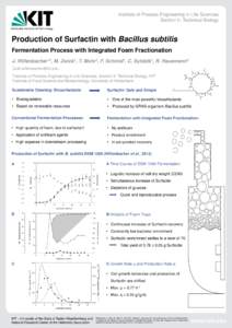 Institute of Process Engineering in Life Sciences Section II: Technical Biology Production of Surfactin with Bacillus subtilis Fermentation Process with Integrated Foam Fractionation J. Willenbacher*1, M. Zwick1, T. Mohr