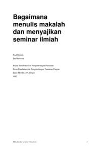 Bagaimana menulis makalah dan menyajikan seminar ilmiah Paul Mundy Jan Bernsten