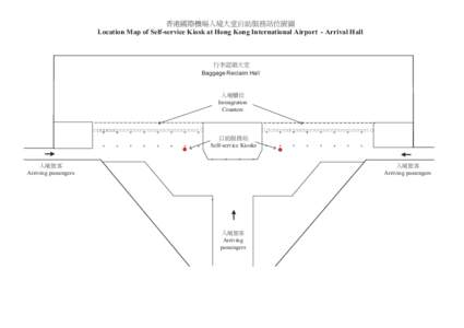 ଉཽഏᎾᖲ໱ԵቼՕഘ۞‫ࣚܗ‬೭ీ‫ۯ‬ᆜቹʳ Location Map of Self-service Kiosk at Hong Kong International Airport - Arrival Hall ������������������ Location map of 