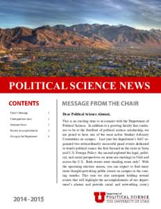 POLITICAL SCIENCE NEWS Chair’s Message 1  Undergraduate news