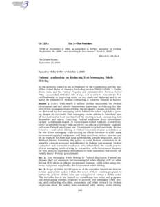 EOTitle 3—The Presidentof November 1, 2005, as amended, is further amended by striking ‘‘September 30, 2009,’’ and inserting in lieu thereof ‘‘April 1, 2010.’’