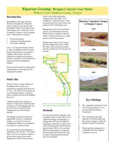 Riparian Grazing: Brogan Canyon Case Study Willow Creek, Malheur County, Oregon Introduction Responding to growing concerns about the management of riparian areas to improve water quality and