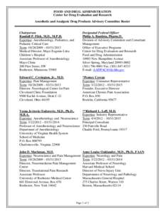 Arthritis Drugs Advisory Committee Roster