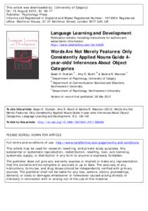 This article was downloaded by: [University of Calgary] On: 15 August 2012, At: 08:17 Publisher: Psychology Press Informa Ltd Registered in England and Wales Registered Number: Registered office: Mortimer House, 