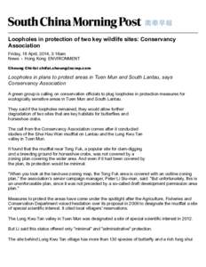 Loopholes in protection of two key wildlife sites: Conservancy Association