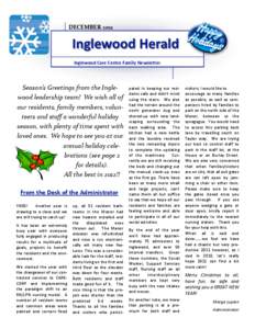 DECEMBER 2011        Inglewood Herald  Inglewood Care Centre Family Newsletter   Season’s Greetings from the Ingle‐