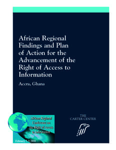 Africa Regional Findings and Plan of Action for the Advancement of the Right of Access to Information