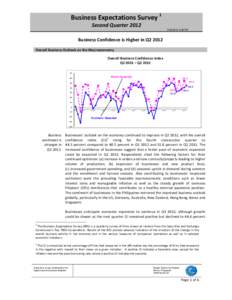 Business Expectations Survey 1 Second Quarter[removed]:49 PM Business Confidence is Higher in Q2 2012 Overall Business Outlook on the Macroeconomy1
