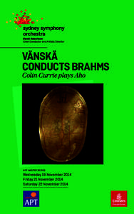 VÄNSKÄ CONDUCTS BRAHMS Colin Currie plays Aho APT MASTER SERIES