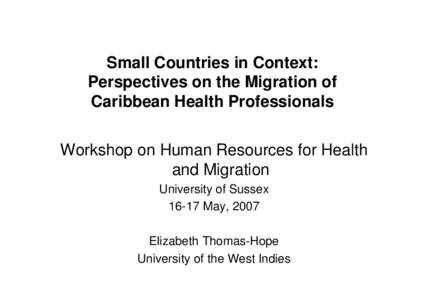 Microsoft PowerPoint - Elizabeth - Migration of Medical Professionals (Caribbean Countries).ppt