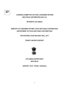 27 STANDING COMMITTEE ON FOOD, CONSUMER AFFAIRS AND PUBLIC DISTRIBUTION[removed])