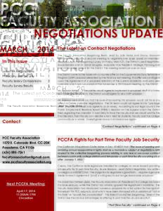 PCC  FACULTY ASSOCIATION NEGOTIATIONS UPDATE