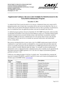 Supplemental Guidance: Revenue Codes Ineligible for Reimbursement in the ERRP