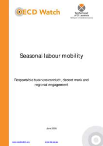 Seasonal labour mobility: responsible business conduct, decent work and regional engagement