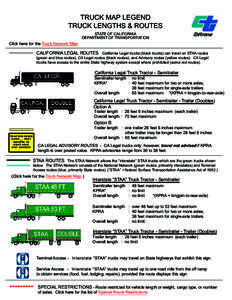 TRUCK MAP LEGEND TRUCK LENGTHS & ROUTES STATE OF CALIFORNIA DEPARTMENT OF TRANSPORTATION  Click here for the Truck Network Map