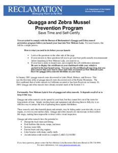 Quagga and Zebra Mussel Prevention Program