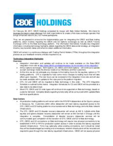 CBOE Bats Integration Plan