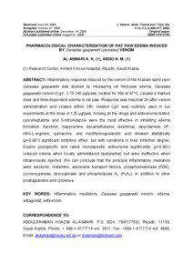 PHARMACOLOGICAL CHARACTERIZATION OF THE RAT PAW EDEMA INDUCED BY Cerastes gasperettii (cerastes) VENOM