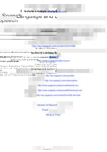 Language and Speech http://las.sagepub.com/ Auditory Contrast versus Compensation for Coarticulation: Data from Japanese and English Listeners