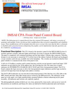 IMSAI 8080 CPA Front Panel  The official home page of IMSAI