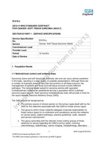 B12/S/aNHS STANDARD CONTRACT FOR CANCER: SOFT TISSUE SARCOMA (ADULT) SECTION B PART 1 - SERVICE SPECIFICATIONS Service Specification No.