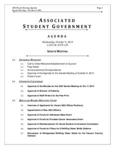 ASG Board Meeting Agenda Senate Meeting – October 9, 2013 Page 1  ASSOCIATED